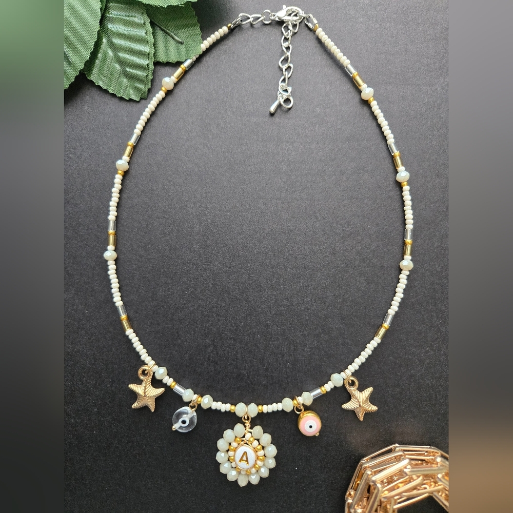 Beaded choker with initials